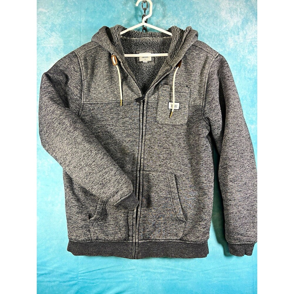 Rip Curl Mens Gray Full Zip Hoodie M Solid Fleece Lined Pockets Logo